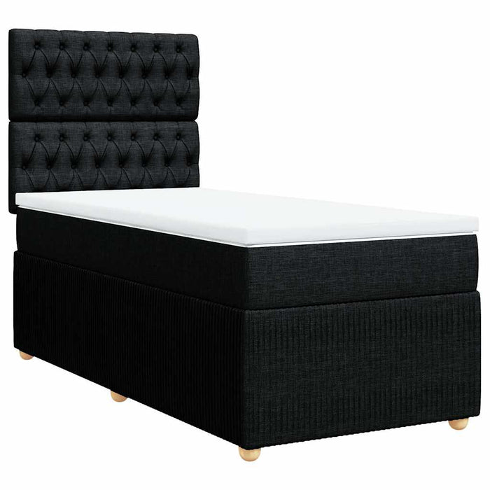 Pat box spring cu saltea, negru, 90x200 cm, textil - WALTI WALTI