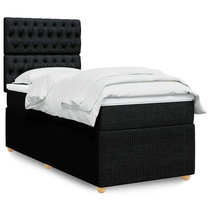 Pat box spring cu saltea, negru, 90x200 cm, textil - WALTI WALTI