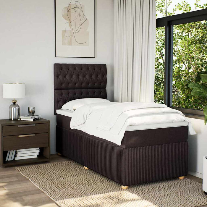 Pat box spring cu saltea, maro închis, 90x200 cm, textil - WALTI WALTI