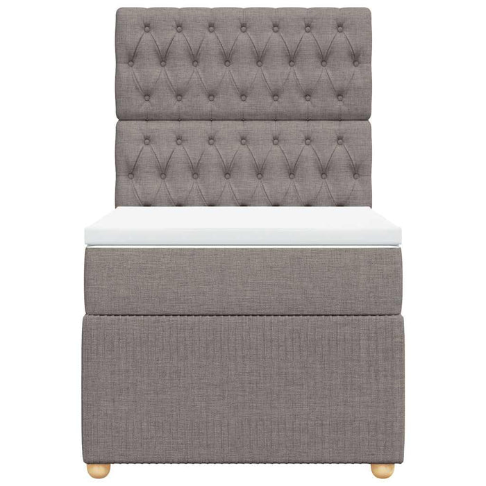 Pat box spring cu saltea, gri taupe, 90x200 cm, textil - WALTI WALTI
