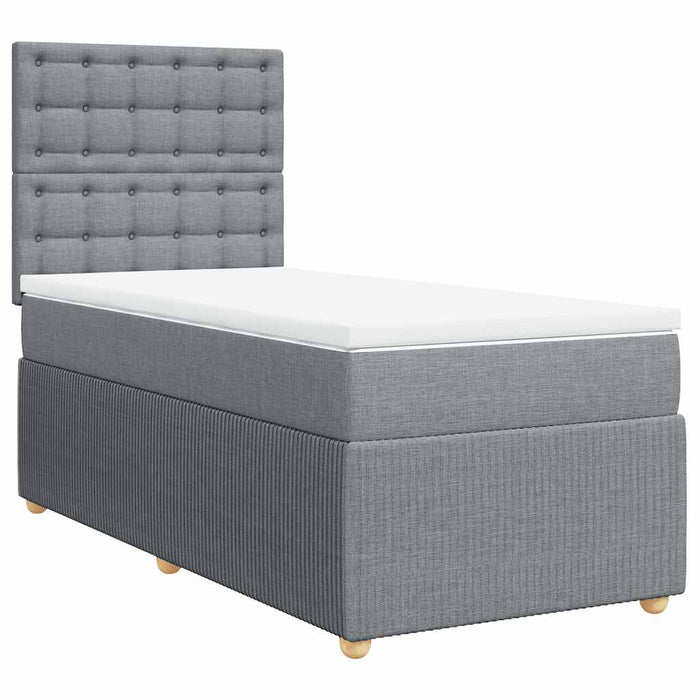 Pat box spring cu saltea, gri deschis, 90x200 cm, textil - WALTI WALTI