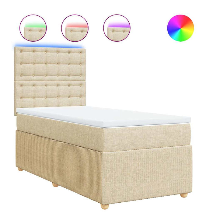 Pat box spring cu saltea, crem, 90x200 cm, textil - WALTI WALTI