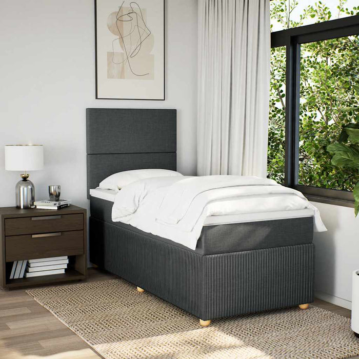 Pat box spring cu saltea, gri închis, 100x200 cm, textil - WALTI WALTI