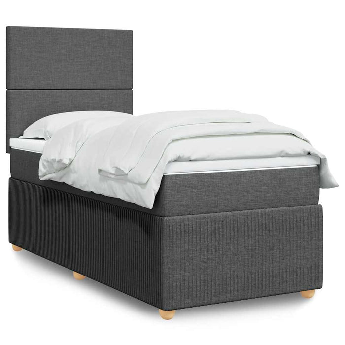 Pat box spring cu saltea, gri închis, 100x200 cm, textil - WALTI WALTI