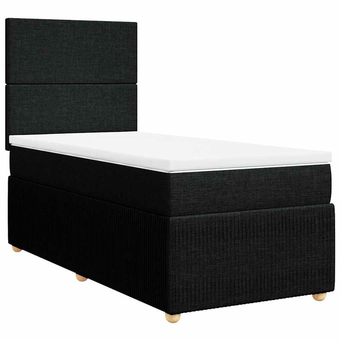 Pat box spring cu saltea, negru, 100x200 cm, textil - WALTI WALTI