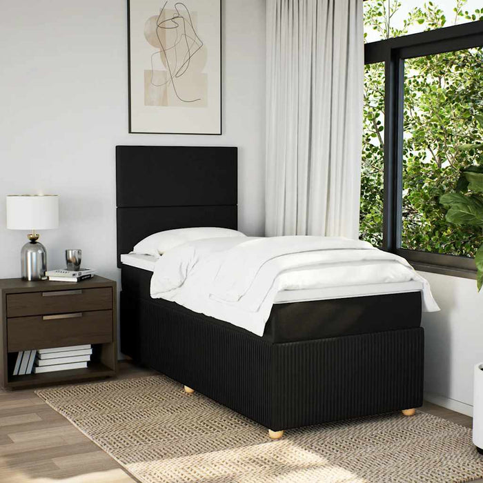 Pat box spring cu saltea, negru, 100x200 cm, textil - WALTI WALTI