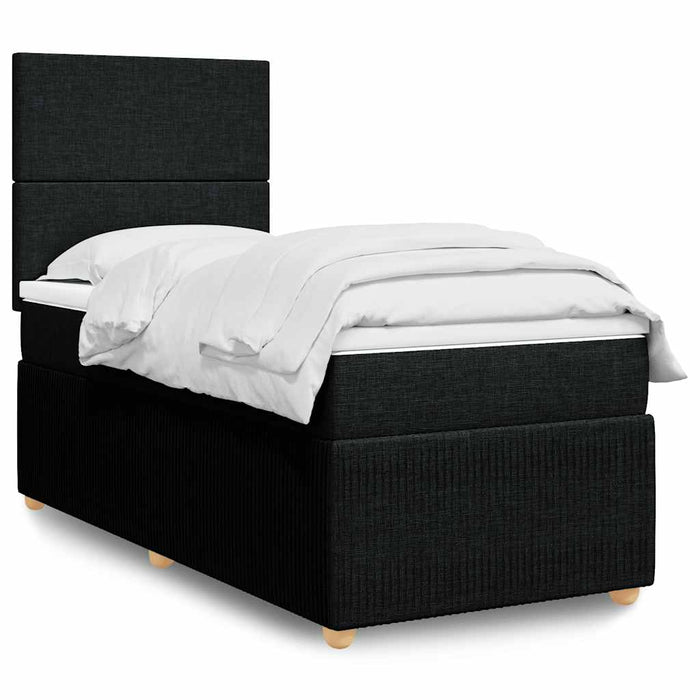Pat box spring cu saltea, negru, 100x200 cm, textil - WALTI WALTI