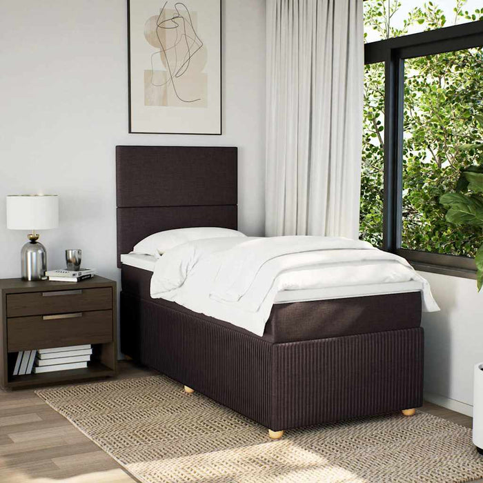 Pat box spring cu saltea, maro închis, 100x200 cm, textil - WALTI WALTI