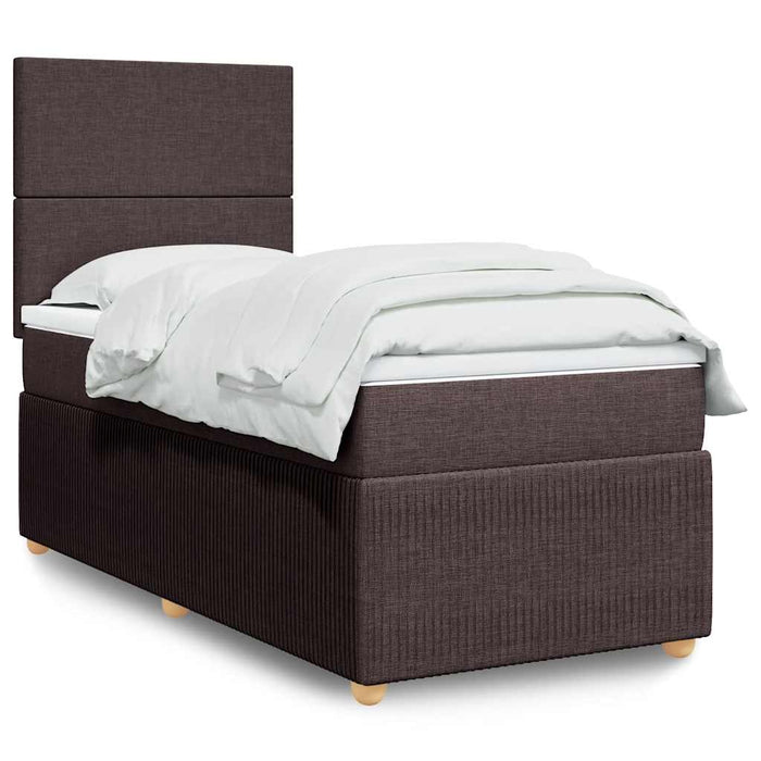 Pat box spring cu saltea, maro închis, 100x200 cm, textil - WALTI WALTI
