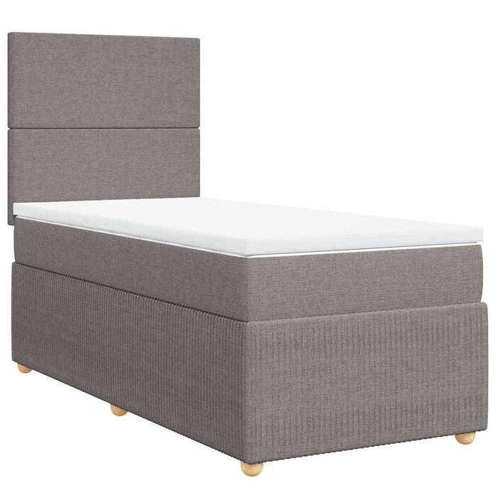 Pat box spring cu saltea, gri taupe, 100x200 cm, textil WALTI