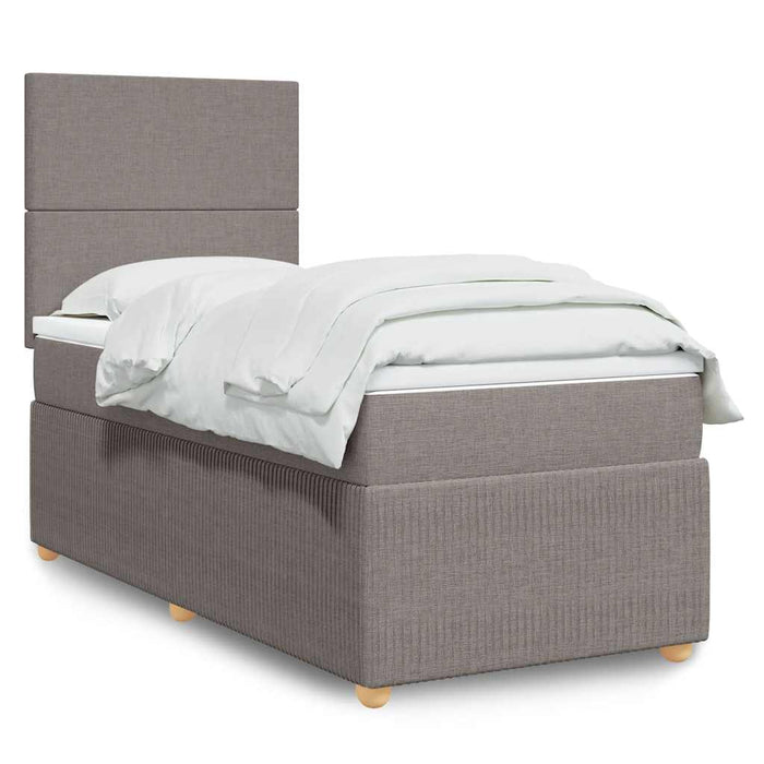 Pat box spring cu saltea, gri taupe, 100x200 cm, textil WALTI