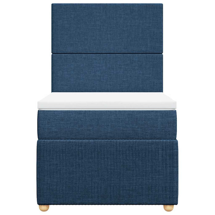Pat box spring cu saltea, albastru, 100x200 cm, textil - WALTI WALTI