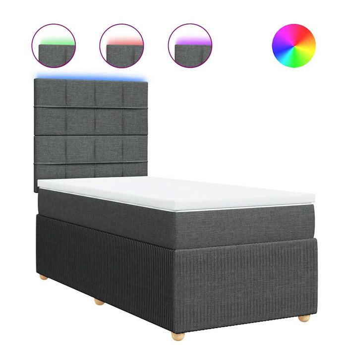 Pat box spring cu saltea, gri închis, 100x200 cm, textil - WALTI WALTI