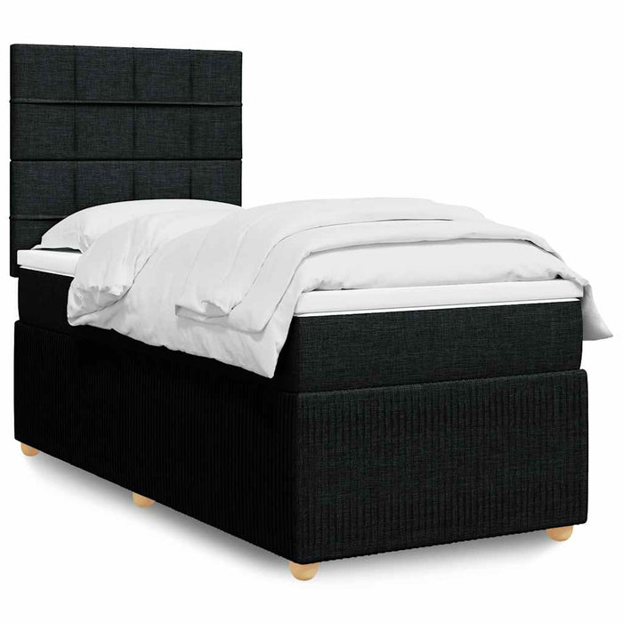 Pat box spring cu saltea, negru, 100x200 cm, textil - WALTI WALTI