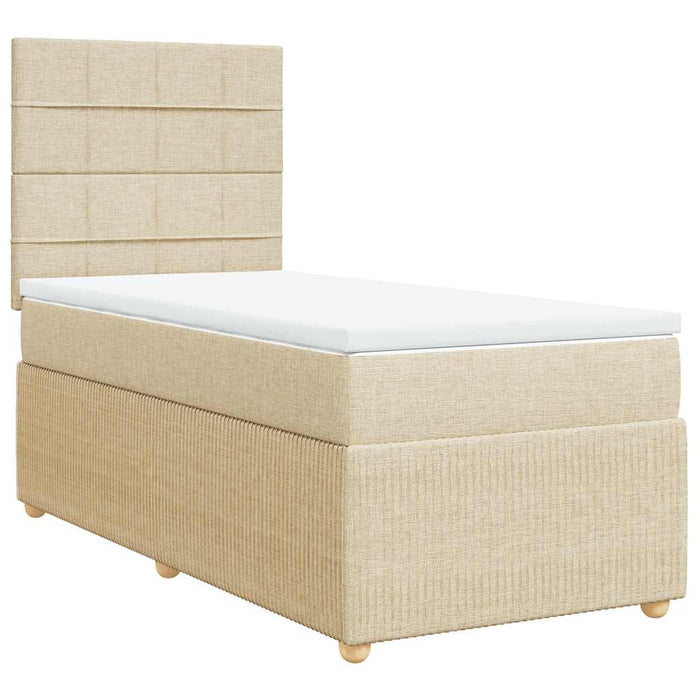 Pat box spring cu saltea, crem, 100x200 cm, textil - WALTI WALTI