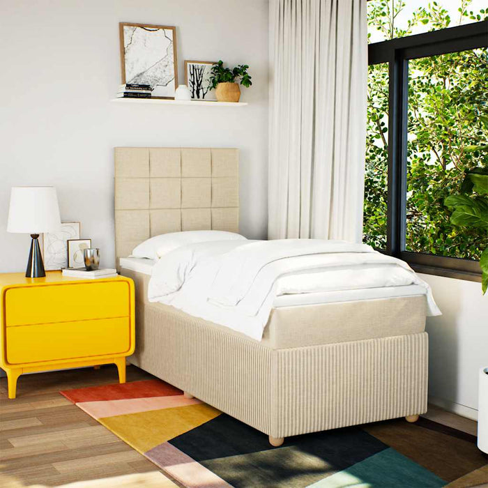 Pat box spring cu saltea, crem, 100x200 cm, textil - WALTI WALTI