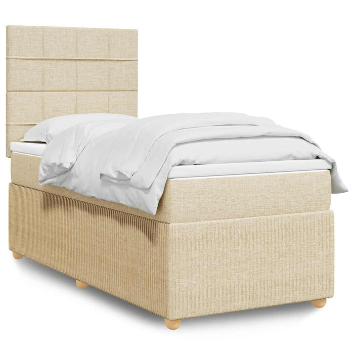 Pat box spring cu saltea, crem, 100x200 cm, textil - WALTI WALTI