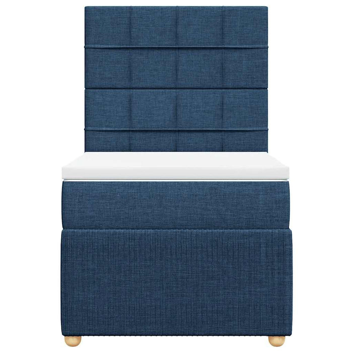 Pat box spring cu saltea, albastru, 100x200 cm, textil - WALTI WALTI