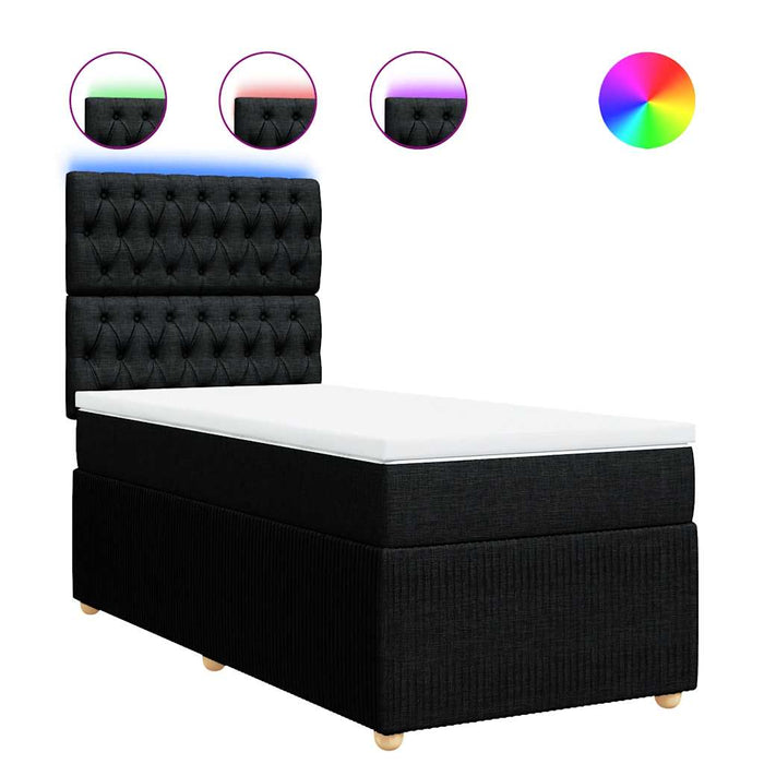 Pat box spring cu saltea, negru, 100x200 cm, textil - WALTI WALTI
