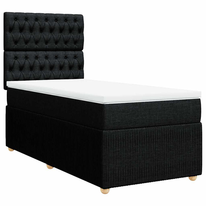 Pat box spring cu saltea, negru, 100x200 cm, textil - WALTI WALTI