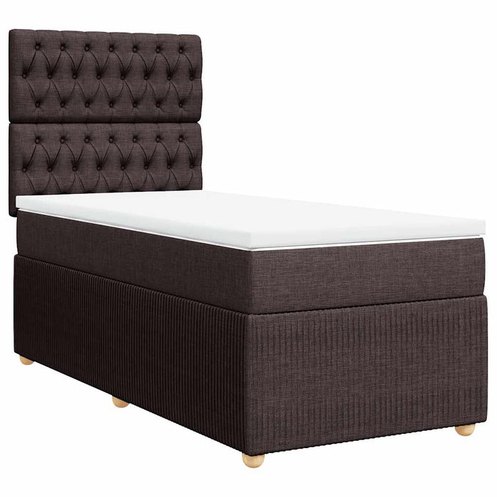 Pat box spring cu saltea, maro închis, 100x200 cm, textil - WALTI WALTI