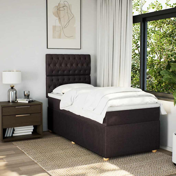 Pat box spring cu saltea, maro închis, 100x200 cm, textil - WALTI WALTI