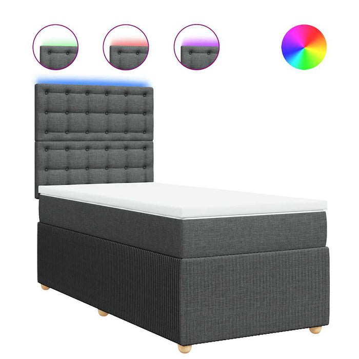 Pat box spring cu saltea, gri închis, 100x200 cm, textil - WALTI WALTI