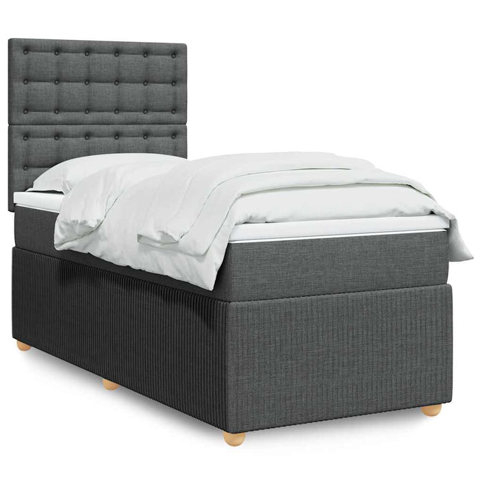 Pat box spring cu saltea, gri închis, 100x200 cm, textil - WALTI WALTI