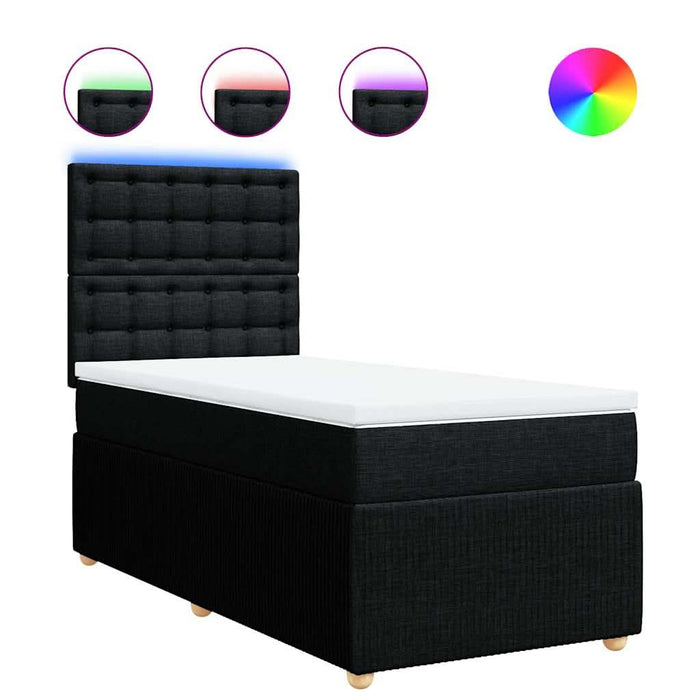Pat box spring cu saltea, negru, 100x200 cm, textil - WALTI WALTI