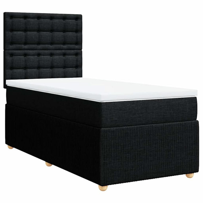 Pat box spring cu saltea, negru, 100x200 cm, textil - WALTI WALTI
