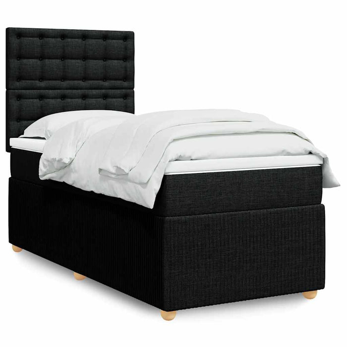 Pat box spring cu saltea, negru, 100x200 cm, textil - WALTI WALTI