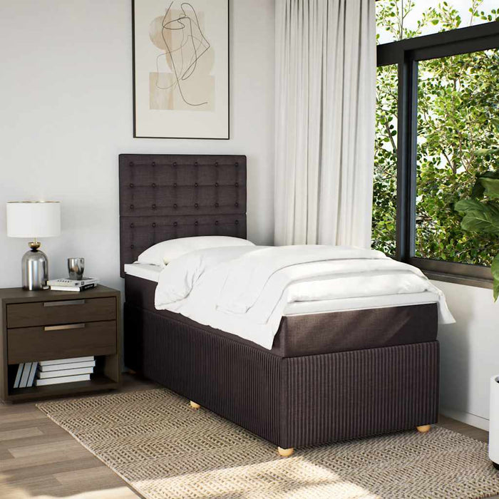 Pat box spring cu saltea, maro închis, 100x200 cm, textil WALTI