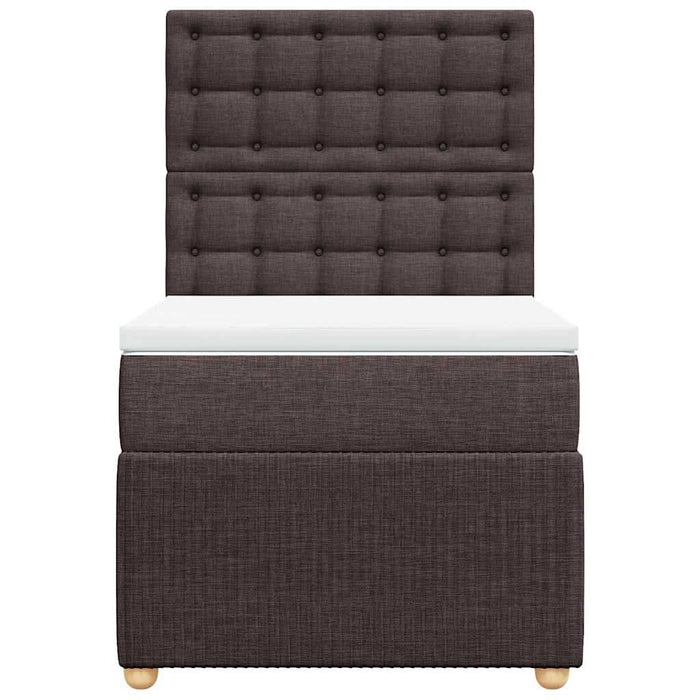 Pat box spring cu saltea, maro închis, 100x200 cm, textil WALTI