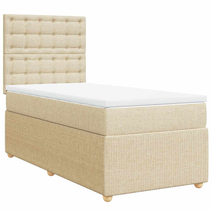 Pat box spring cu saltea, crem, 100x200 cm, textil - WALTI WALTI