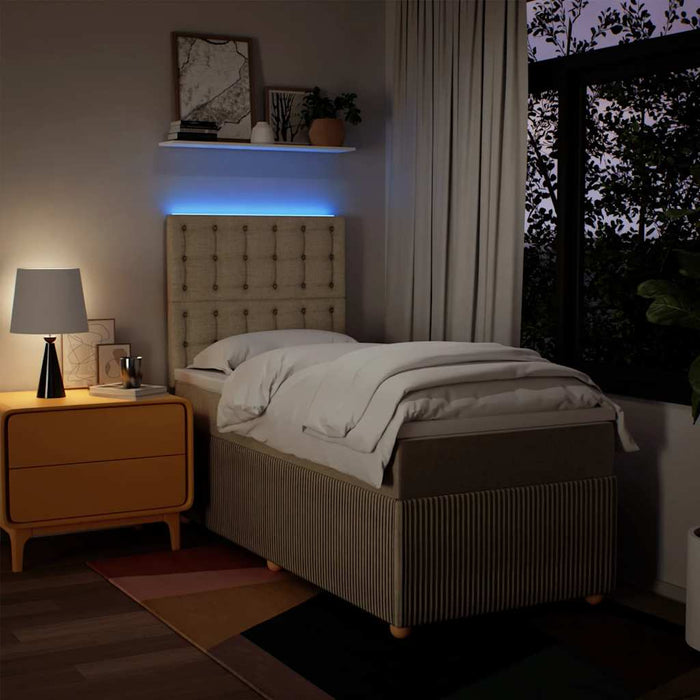 Pat box spring cu saltea, crem, 100x200 cm, textil - WALTI WALTI