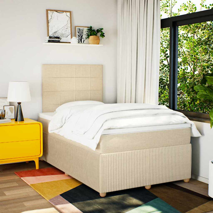 Pat continental cu saltea, crem, 120x190 cm, textil - WALTI WALTI