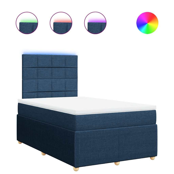Pat box spring cu saltea, albastru, 120x190 cm, material textil - WALTI WALTI