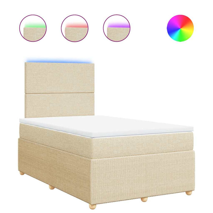 Pat box spring cu saltea, crem, 120x200 cm, textil - WALTI WALTI
