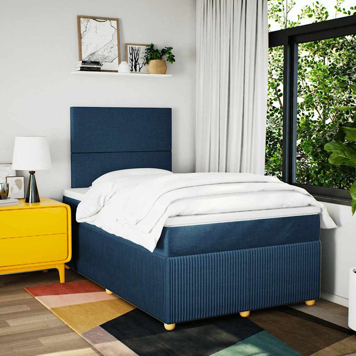 Pat box spring cu saltea, albastru, 120x200 cm, textil - WALTI WALTI
