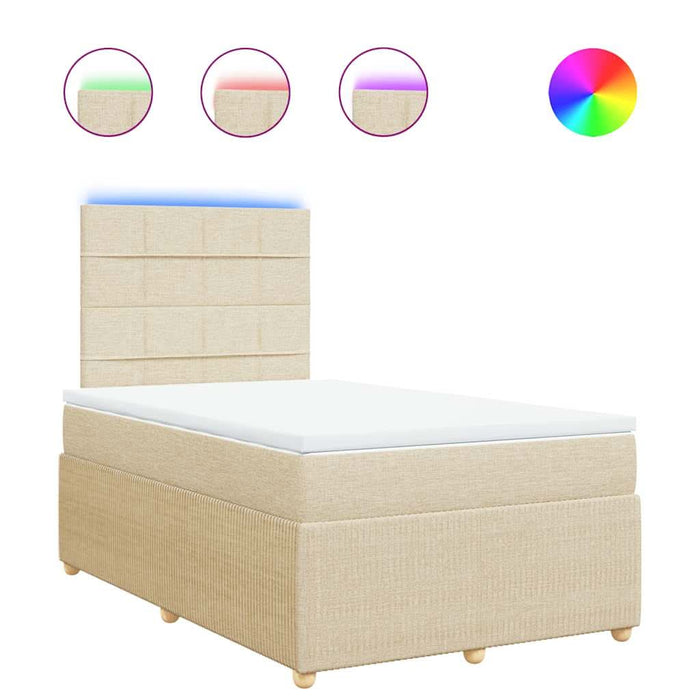 Pat box spring cu saltea, crem, 120x200 cm, textil - WALTI WALTI