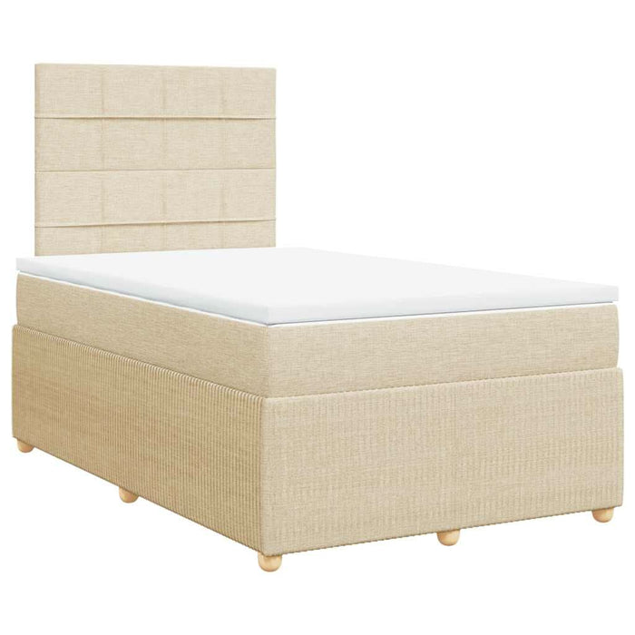 Pat box spring cu saltea, crem, 120x200 cm, textil - WALTI WALTI