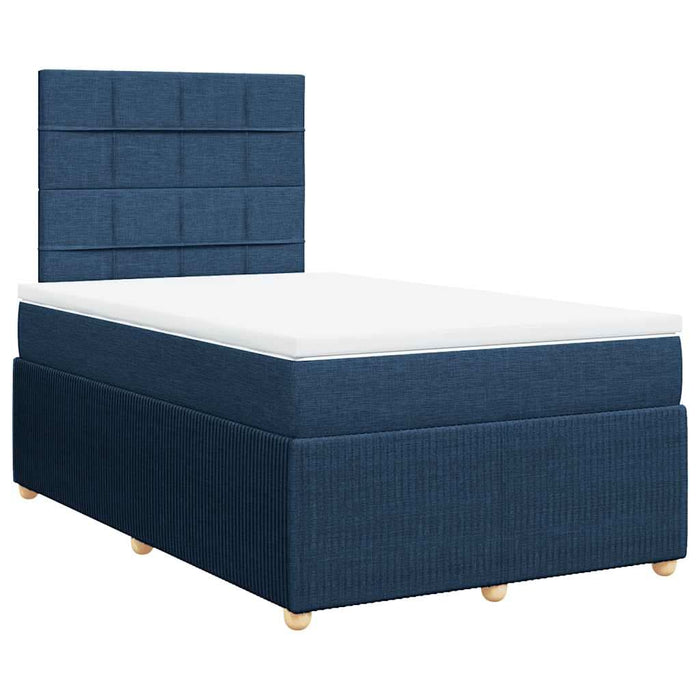 Pat box spring cu saltea, albastru, 120x200 cm, textil WALTI