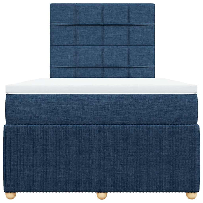 Pat box spring cu saltea, albastru, 120x200 cm, textil WALTI