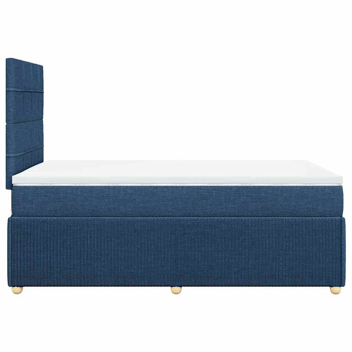 Pat box spring cu saltea, albastru, 120x200 cm, textil WALTI