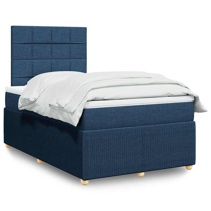 Pat box spring cu saltea, albastru, 120x200 cm, textil WALTI