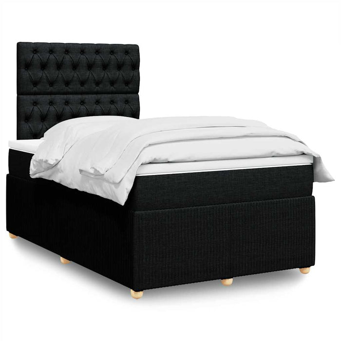 Pat box spring cu saltea, negru, 120x200 cm, textil - WALTI WALTI