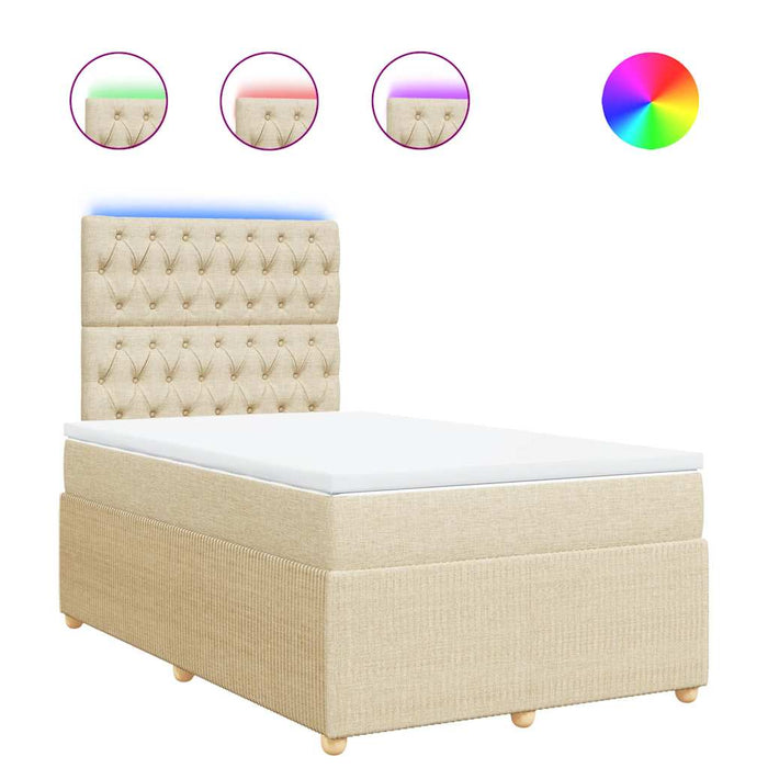 Pat box spring cu saltea, crem, 120x200 cm, textil - WALTI WALTI