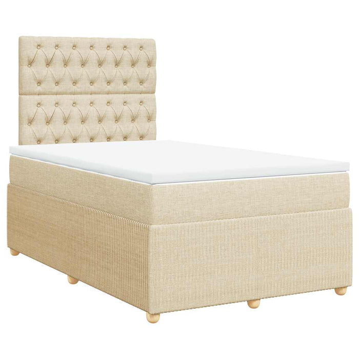 Pat box spring cu saltea, crem, 120x200 cm, textil - WALTI WALTI
