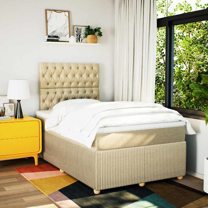 Pat box spring cu saltea, crem, 120x200 cm, textil - WALTI WALTI