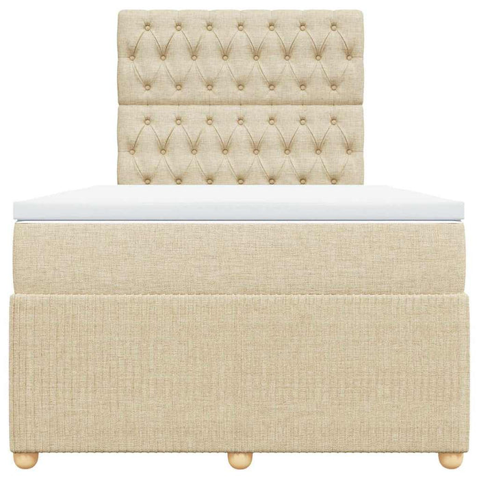 Pat box spring cu saltea, crem, 120x200 cm, textil - WALTI WALTI